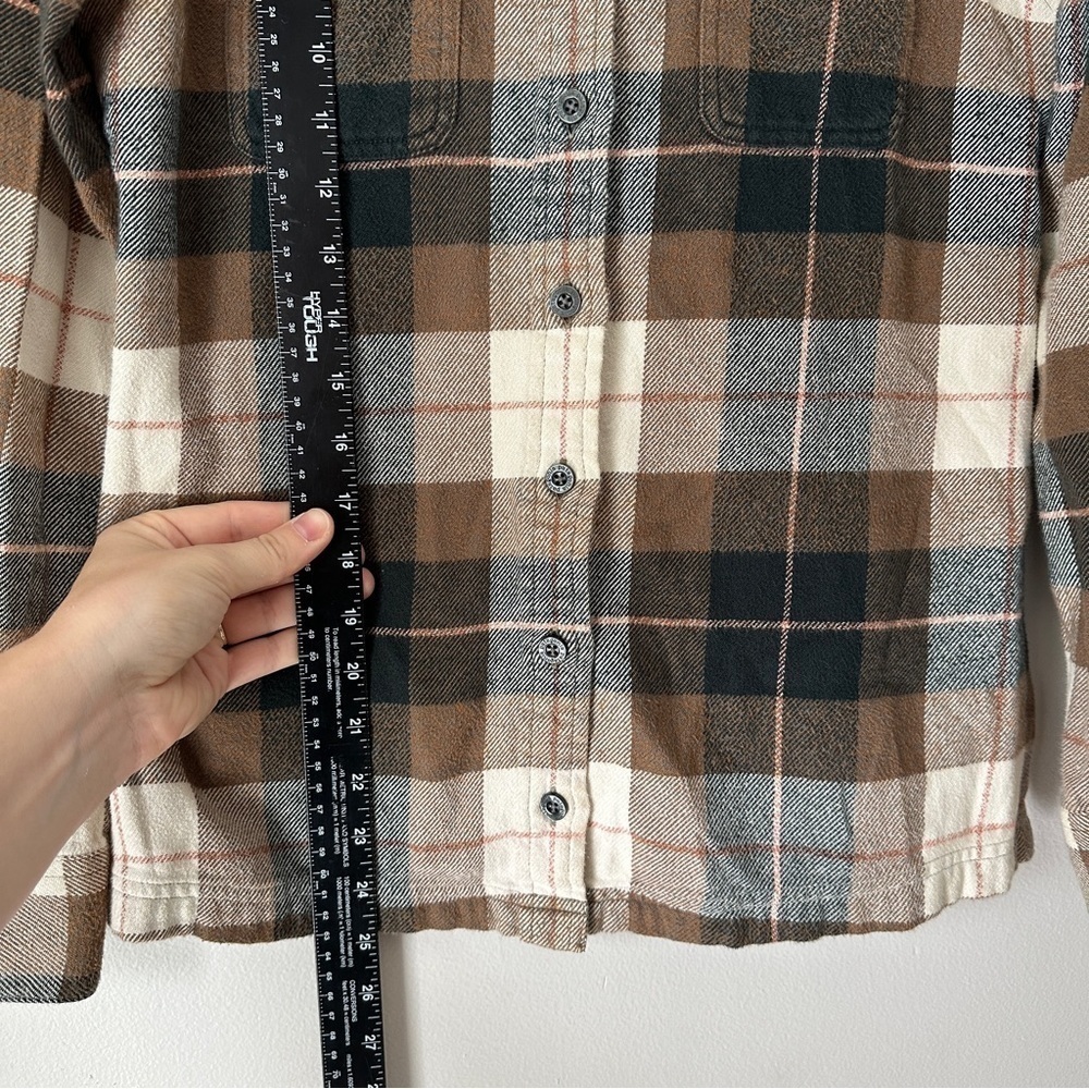 Patagonia Fjord Brown Button Down flannel long sleeve organic cotton shirt sz 2 - Picture 8 of 11